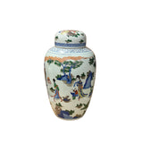 Unique hand-painted porcelain baluster jar with domed lid
