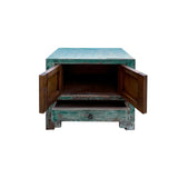 Oriental Distressed Teal Blue Green End Table Nightstand Chest ws4490S