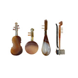 Handcrafted Agate Stone Violin and Lute Miniature Figurine Display