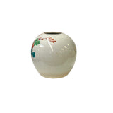 Vintage Chinese Pink Peonies Round White Porcelain Pot Vase ws4526S