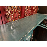 Oriental Distressed Rustic Teal Blue Low TV Console Table Cabinet ws3763S
