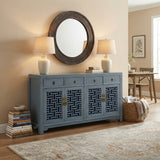 Asian Gray Shutter Doors Hardware Sideboard Credenza Console Cabinet cs7519S