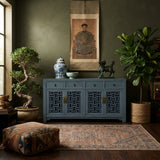 Asian Gray Shutter Doors Hardware Sideboard Credenza Console Cabinet cs7519S