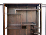 Oriental Curio Cabinet - Vintage Dark Brown Wood Display with Glass Doors