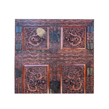 Chinese Brown Huali Dragons Motif Tall Stack Compound Cabinet Armoire cs7636S
