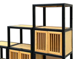 Set of 3 Black Tan Shutter Doors Display Cabinet Bookcase Room Divider ws4398S