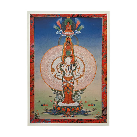 Tibetan Avalokitesvara with Thousand Hands and Thousand Eyes 千手千眼觀音 Thangka Card TB208