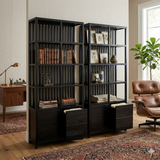 Black Lacquer Bars 4 Drawers Zen Minimalist Bookcase Display Cabinet ws4749S