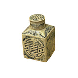 Traditional Asian square ceramic vessel