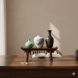 22" Brown Wood Rectangular Ru Yi Point Edge Display Stand Riser GB242S