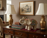 Asian Detail Handmade Ceramic Elephant Trunk Holding Ru Yi & Power Dragon Decor Back Rest vs029S