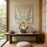 Handmade Ceramic Kwan Yin on Lotus Leaf Base – Spiritual Home Décor & Feng Shui Gift ws3063S
