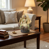 Handmade Ceramic Kwan Yin on Lotus Leaf Base – Spiritual Home Décor & Feng Shui Gift ws3063S
