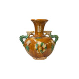 Oriental Tri-Color Glaze Dragon Handle Pottery Ceramic Art Vase ws4518S