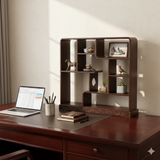 Chinese Brown Stain Wood Rectangular Table Top Display Stand GB273S