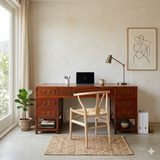 Chinese Brown Drawers Base Top Wood Editor Office Writing Desk Table cs7628S