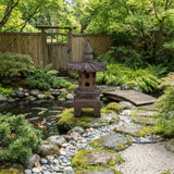 Chinese Gray Brown Hexagon Pagoda Top Stone Lamp Garden Lantern cs7376S