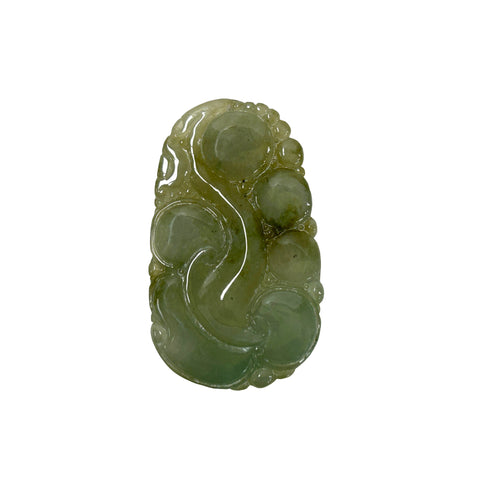 Hand Carved Jade Floral Pattern Pendant Chinese Drop Ornament