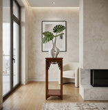 Chinese Light Brown Stain Square Ru Yi Plant Stand Pedestal Table GB041S