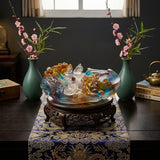Chinese Liuli Crystal Glass Pate-de-verre Pixiu Dragon Bowl Display Figure vs243s