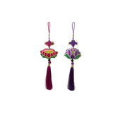 Chinese Lotus Embroidery Tassel Endless Knot Wall Hanging