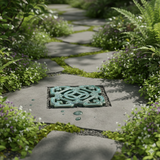 Chinese Ru-Yi Coin Dark Green Mix Glaze Wall Floor Clay Tile GB222S