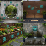 Chinese Ru-Yi Coin Turquoise Green Mix Glaze Wall Floor Clay Tile ws3587S