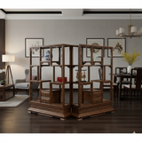 Pair Chinese Vintage Brown Stain Chest Height 51" Curio Display Cabinets GB239ABS