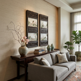 Chinese Vintage Pair Flower Birds Graphic Porcelain Wood Wall Panels Art cs4337S