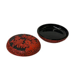 Hand Craft Vintage Chinese Red Lacquer Round Floral Carving Accent Box ws4406S