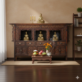 Chinese Vintage Relief Carving Long Shrine Altar Table Cabinet cs7670S