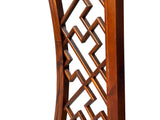 Chinese Brown Flower Ducks Geometric Round Arch Wood Room Divider cs7835S