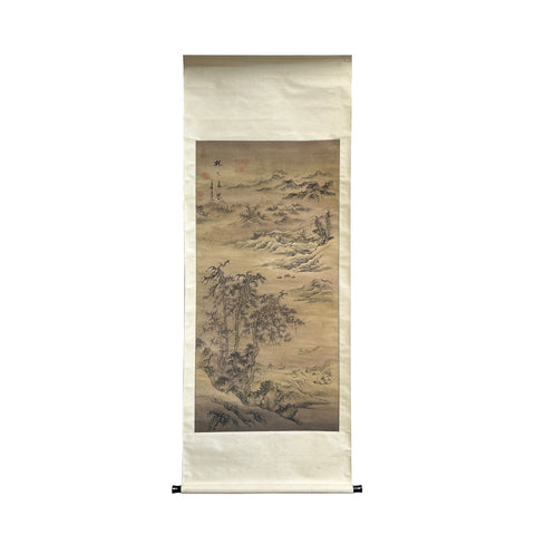 Chinese Ink Brush Mountain Landscape Scenery Scroll Painting Wall Art jk256S