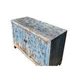 Distressed Blue 2 Doors Credenza Sideboard Console Table Cabinet ws4467S