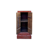 Distressed Orange Red Color Slim End Table Nightstand Cabinet ws4415S