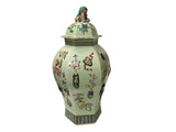 decorative Asian porcelain jar with lion lid