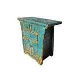 Vintage Distressed Turquoise Marks Credenza Side Table Cabinet ws4428S