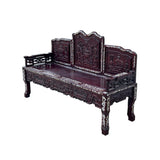 Vintage Chinese Oriental Rosewood Mother of Pearl Long Bench Chaise ws4669S