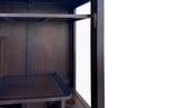 Chinoiserie Dark Brown Display Cabinet - Stackable Glass Door Treasure Case