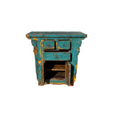 Vintage Distressed Turquoise Marks Credenza Side Table Cabinet ws4428S