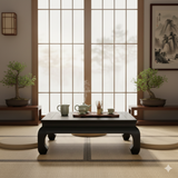 Dark Brown Black Curve Legs Rectangular Kang Low Coffee Table Stand GB255S