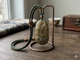 Chinese Mythical Bird Phoenix Pendant Green Gray Stone Art