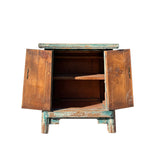 16.25" Oriental Distressed Teal 2 Doors End Table Nightstand Chest ws4393S