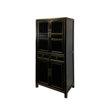 Chinese Distressed Black Bookcase Display Cabinet with Drawers - Narrow Curio Storage cs7585S