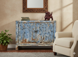 Distressed Blue 2 Doors Credenza Sideboard Console Table Cabinet ws4467S