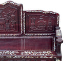 Vintage Chinese Oriental Rosewood Mother of Pearl Long Bench Chaise ws4669S