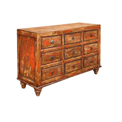 Orange Brown Rustic Vintage 9-Drawer Wooden Dresser Distressed Farmh Golden Lotus Antiques Orange Brown Rustic Vintage 9-Drawer Wooden Dresser Distressed Farmh Golden Lotus Antiques