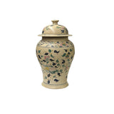 Vintage Historic Treasure Flower Theme Beige Base Ceramic Pot Vase JK202S