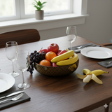 9" Oriental Black Glaze Porcelain Flat Bowl Golden Flower Graphic GB183S