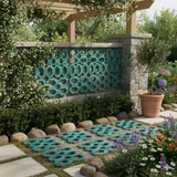 Chinese Rectangular Open Turquoise Mix Glaze Wall Floor Clay Tile GB224S